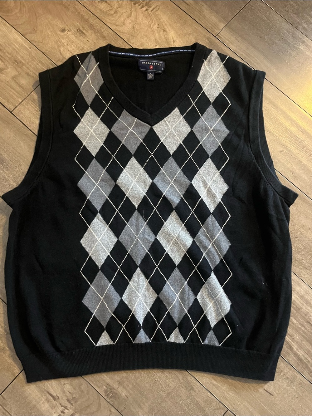 Saddlebred Black Argyle V-Neck Sweater Vest